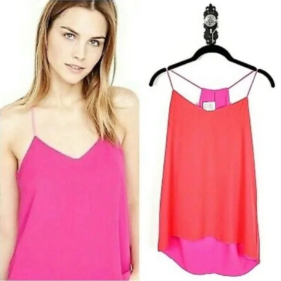 Express Women's Barcelona Reversible Camisole Tank Top Pink Orange Y2K Size M - Picture 1 of 13